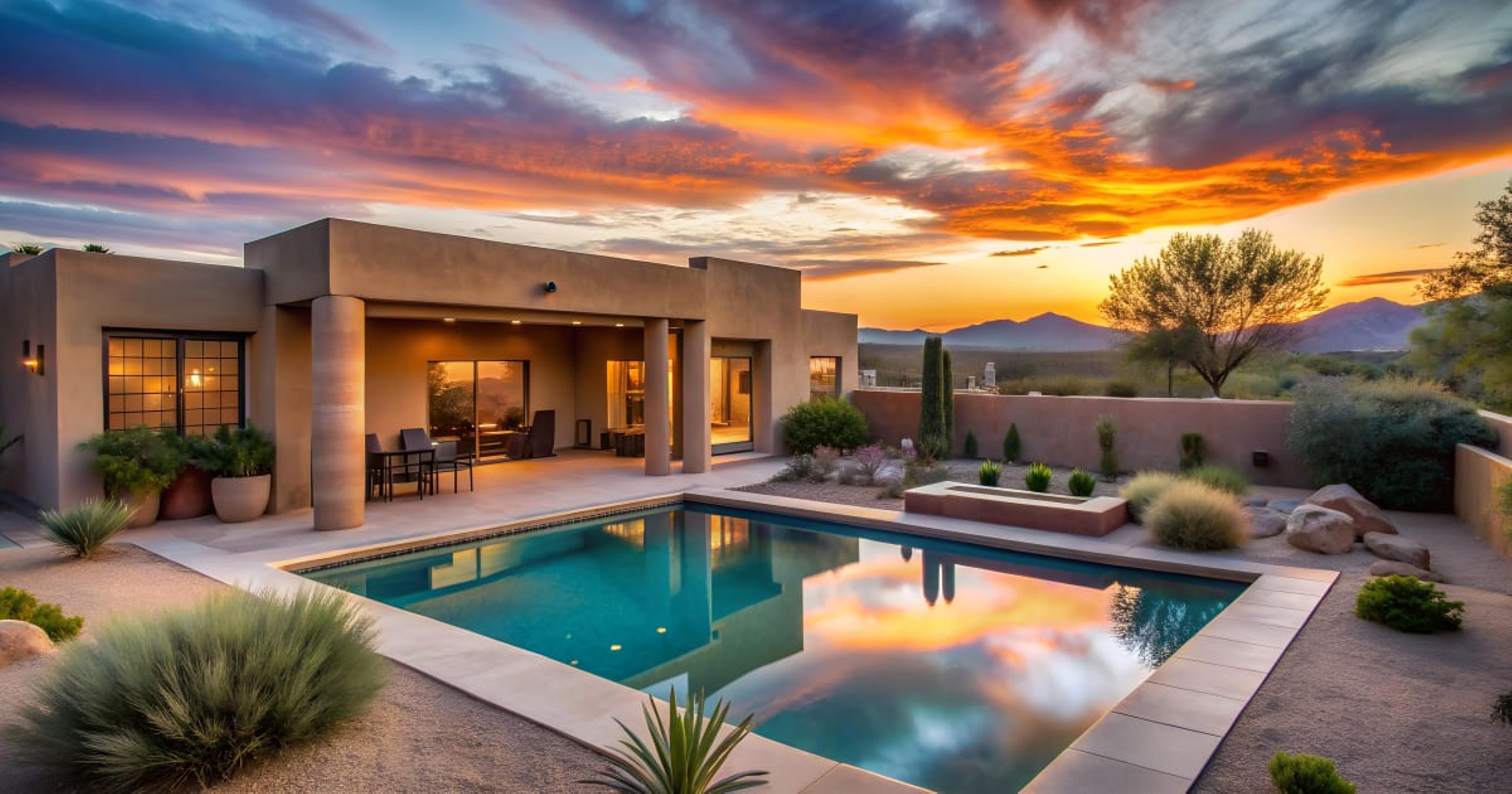 Beautiful desert landscaping with native plants and outdoor features.